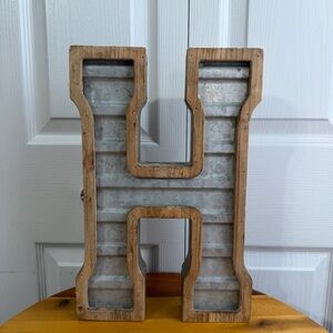 Hobby Lobby galvanized metal wood letter H decor